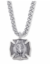 Sterling Silver St. Michael Shield Medal Patron Of Firefighters Necklace - £124.96 GBP