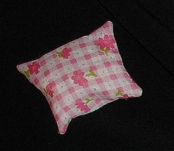 Barbie doll dollhouse pillow country style pink and white plaid wth hear... - $7.99