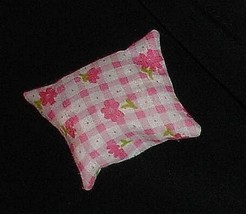 Barbie doll dollhouse pillow country style pink and white plaid wth hear... - £6.36 GBP