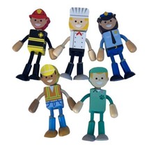 Melissa & Doug Wooden Flexible Figures CAREERS limited edition Chef Vet Lot of 5 - £27.05 GBP