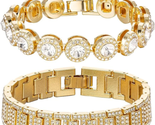 Cuban Link Bracelet for Women-4Pcs,Silver Rhinestone Bracelet Stack,Chun... - £21.32 GBP