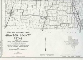Grayson County Texas General Highway Map 1972 State Highway Department - $24.72