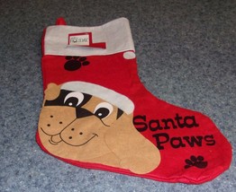 Simply Holiday Santa Paws Dog Christmas Stocking 16 In Red Felt Brand New - £9.40 GBP