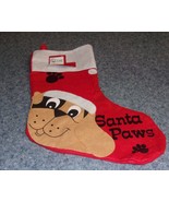 Simply Holiday Santa Paws Dog Christmas Stocking 16 In Red Felt Brand New - £9.56 GBP