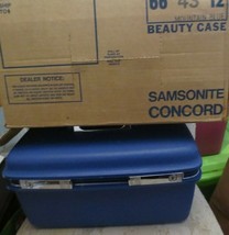 Mountain Blue Samsonite Concord Carry-On Train Makeup Cosmetic Case w/ Key &amp;Tray - £37.47 GBP