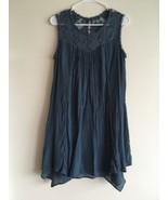 Boho Vintage Dark Sage Green Crinkle Gauze Dress M-L - $21.56