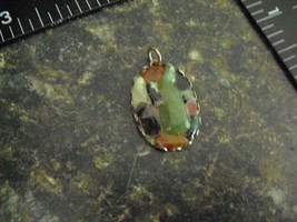 Vintage Silver Tone Metal Melted Glass Charm or Pendant 3/4&quot; Wide - £14.86 GBP