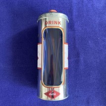 Vintage Drink Coca-Cola Coke Metal Straw Holder - Cylindrical Official Tin - £6.50 GBP