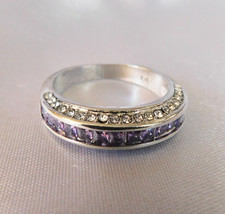 Sterling Silver Size 9.25 Cubic Zirconia and Amethyst Ring # 20725 - £20.98 GBP