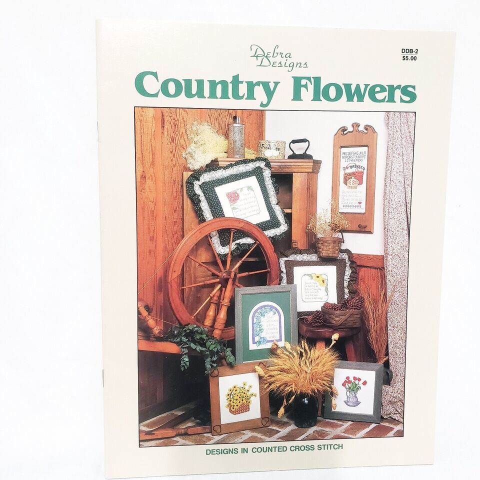 Country Flowers Cross Stitch Leaflet Debra Designs 1986 Country Lilacs Sunflower - $14.84