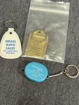 Vintage Lot 3 Advertising Keychains St Genevieve Missouri Ross Rozier Grass Auto - $11.88