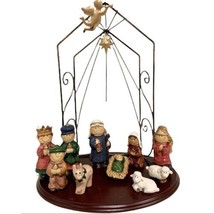 Lemax Christmas Nativity 10 Piece Set Enchanted Forest Porcelain w/Stand &amp; Base - £12.60 GBP