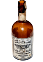 Antique 1880&#39;s Hub Punch CH Graves Boston Pre Prohibition Liquor Bottle w Label - £78.43 GBP