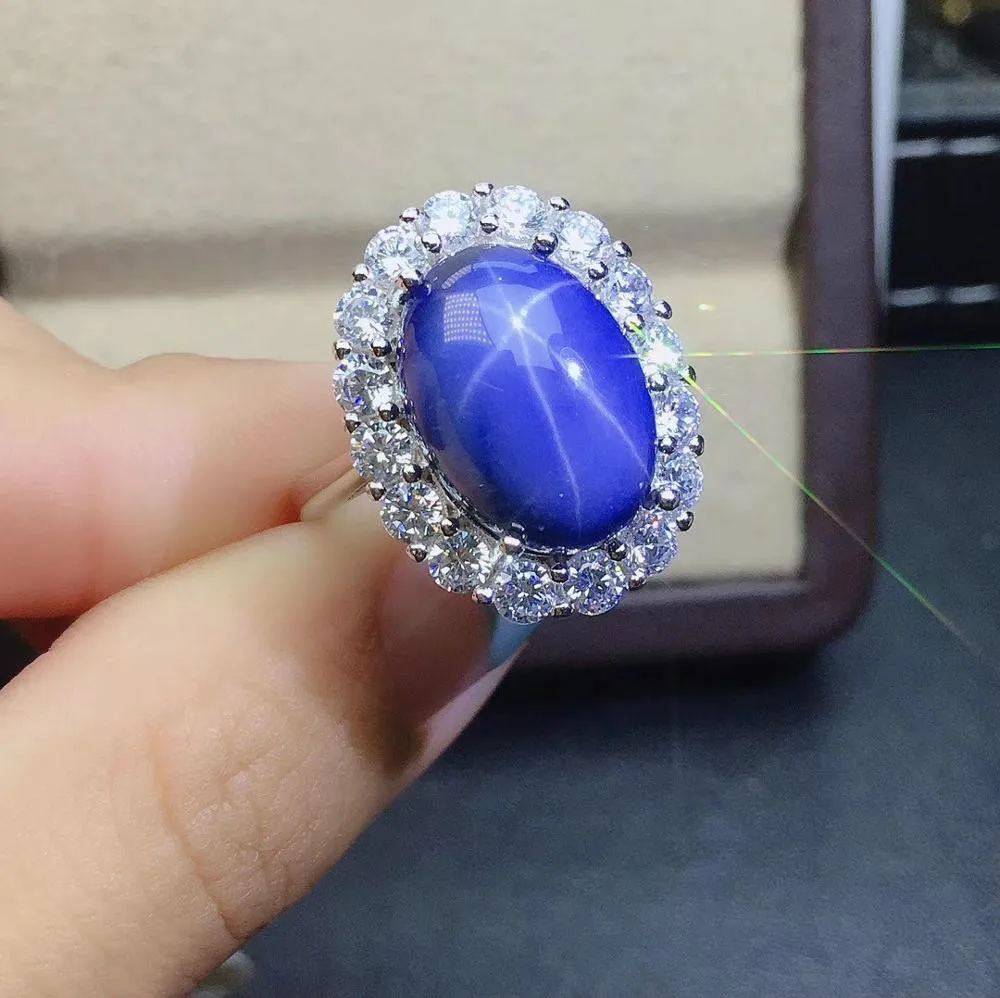 MDINA  fine jewelry 925  silver inlaid  sapphire gemstone popular ring fashion s - £55.54 GBP