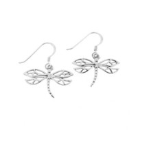 Outlander Inspired Dragonfly Silver Drop Earrings - £25.63 GBP