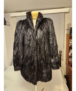 Vintage Long Hair Beaver Genuine Fur Coat Black Size Large Jacket - $2,572.35 MXN