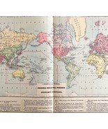 Map Of The World 1884 Principal Industrial Pursuits Victorian Lithograph... - €52,95 EUR