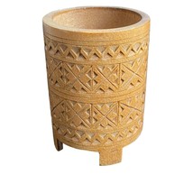 Vintage Boho Hand Carved in India Wooden Storage / Pen Holder - £15.75 GBP