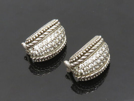 JUDITH RIPKA 925 Silver - Vintage Cubic Zirconia Twist Drop Earrings - EG10686 - £122.07 GBP