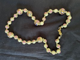 vtg. Italian venetian murano Pink wedding cake glass necklace 19.6 Inches - £198.58 GBP