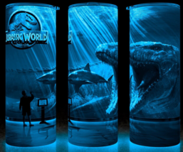 Glow in the Dark Jurassic World Mosasaurus Feeding Movie Cup Mug Tumbler - £17.07 GBP