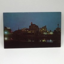 View Of Skyline At Night Dayton Ohio Vintage Postcard City Lights - $6.92