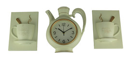 Scratch &amp; Dent Coffee Pot Clock and Morning Coffee Cups 3 Piece Wall Set... - $24.74