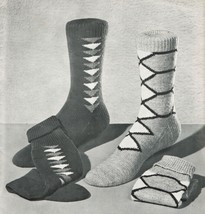 1950's Mens Swordfish Knotty Pines Norman Keep Diamond Plain Knit Socks Pattern - $12.99
