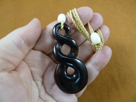 IBP-07b INFINITY black keratin PENDANT crafted Maori Necklace forever Eternity - £14.70 GBP