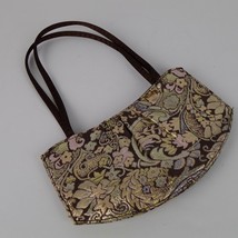Victoria&#39;s Secret Tapestry Small Handbag Purse Brown Gold Silver 9.5&quot; wi... - £4.75 GBP