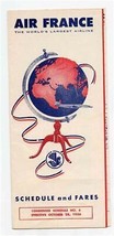 Air France Schedule and Fares No 6 October 28, 1956 - $27.72