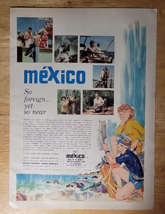 Original Vintage Travel Ad Mexico &#39;So Foreign Yet So Near&#39; Exotic Hunting 1967 - £6.73 GBP
