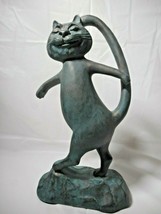 ALVA 1997 SE Walking Cat W Tail Up Smiling Cat Cheshire Cat Figurine Bronze Tone - £35.62 GBP