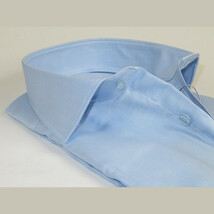 Men 100% Italian Cotton Shirt Non Iron SORRENTO Turkey Spread Collar 4883 Blue image 5
