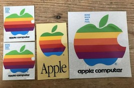 Set Lot 4 Vintage OEM 80s 90s Apple Macintosh Computer Logo Rainbow Stickers - £48.36 GBP