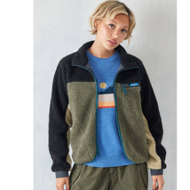 New Urban Outfitters Kavu Paneled Fleece Jacket  $120 X-SMALL Colorblocked  - £69.07 GBP