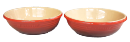 Le Creuset 0.5 L / 18 Oz. (2) Red Flame Stoneware 6-3/4&quot; Bakers Casserole Dishes - £35.43 GBP