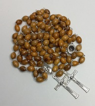 Holy Land Solid Olive Wood Chain Rosary with Holy Soil &amp; Metal Cross - 1 Pair - £19.34 GBP