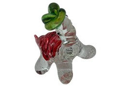 Turtle Miniature Figurine Red Green Glass Small Vintage Abstract Art Tiny - £7.96 GBP