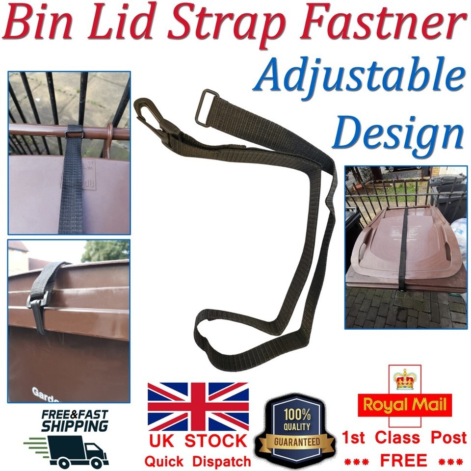 Wheelie Bin Lid Adjustable Securing Strap 120/240 Ltr Bin Wind Storm Pro... - $5.45