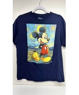 Disney Mickey Mouse Graphic Shirt Mens Size Large Navy Blue Painting Sty... - $13.79 CAD