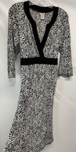 Mimi Maternity Black White Floral 3/4 Sleeve C Neck Midi Dress Tie Waist M - £14.76 GBP