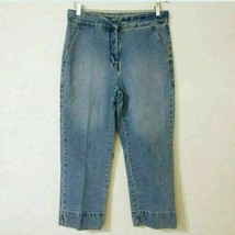 VTG Y2K Tommy Hilfiger High Waisted Cropped Jeans 12 Capris Straight Loose Mom - £25.19 GBP