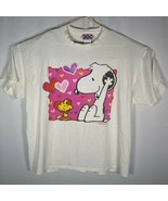 Peanuts 1973 Snoopy T-Shirt Vintage 70&#39;s Pink Hearts Stains Sz 3X - $47.52 CAD