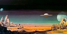 1956&#39;s FORBIDDEN PLANET C-57-D Altair 4 landing approach color 5x10 scene - €5,60 EUR