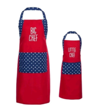 New Parent and Me Red White Blue Big Little Chef Apron Set Mainstays Mom... - $15.88