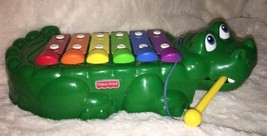 Fisher Price Alligator Crocodile Piano Xylophone Musical Pull Toy With Stick - £10.19 GBP