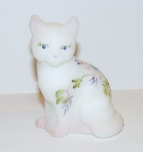 Don Fenton Art Glass Handpainted Asters &amp; Butterfly #177 Cat Figurine S Stephens - £80.07 GBP