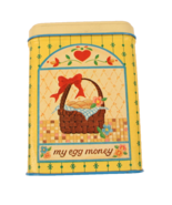 Vintage Coin Bank Metal Tin Square Box Feather My Nest Egg 3.5 X 3.5 X 5... - $6.99