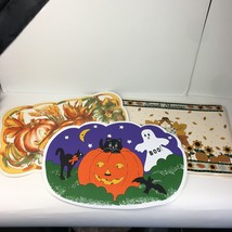 6 Random Halloween Fall Autumn Holiday Vintage Vinyl Placemats Table READ - £11.94 GBP